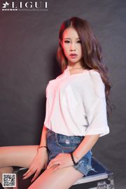 Model Yuhan "Denim Hot Pants and High Heels" [Ligui LiGui] Foto kaki dan kaki giok yang indah