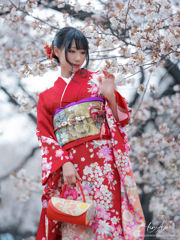 [COS phúc lợi] Hane Ame Rain Wave - Kimono đỏ